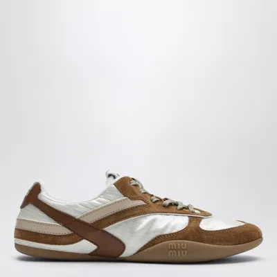 Miu Miu Gymnasium Sneakers In Technical Fabric And Suede In Neutral