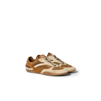 Miu Miu Gymnasium Suede Sneakers In Cinnamon/amber