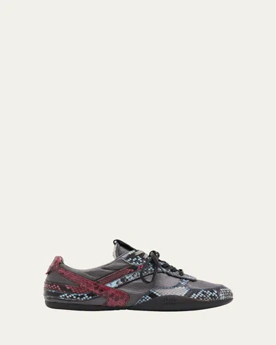 Miu Miu Gymnasium Technical Fabric And Python Low-top Sneakers In Blue