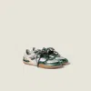 Miu Miu Gymnasium Technical Fabric And Python-print Ayers Leather Sneakers In Green