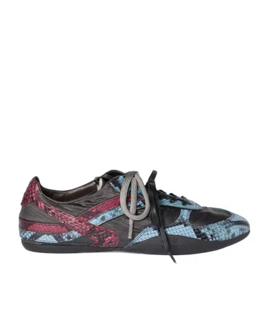 Miu Miu Gymnasium Technical Fabric And Python-print Ayers Leather Sneakers In Multi