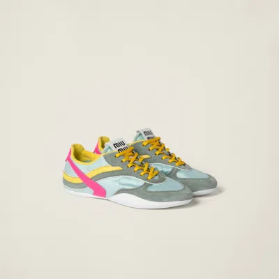 Miu Miu Gymnasium Tech-nylon And Suede Sneakers In Multi
