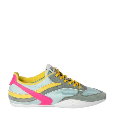 MIU MIU GYMNASIUM TECHNICAL FABRIC AND SUEDE SNEAKERS