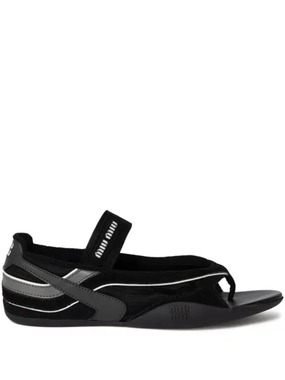 Miu Miu Gymnasium Technical Fabric Thong Ballerinas