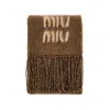 Miu Miu Hair-blend Scarf With Jacquard Logo In Brown
