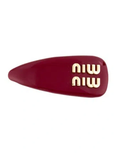 Pre-owned Miu Miu Hair Clip In Burgundy