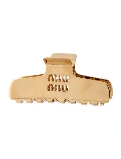 Pre-owned Miu Miu Hair Clip In Gold