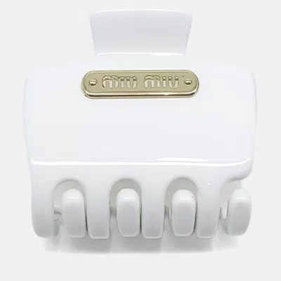 Pre-owned Miu Miu Hair Clip In White