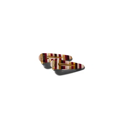 Miu Miu Hair Clips With Logo In Burgundy