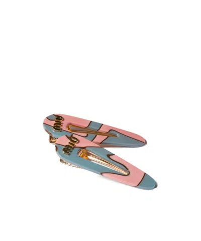 Miu Miu Hair Clips With Logo In Multi