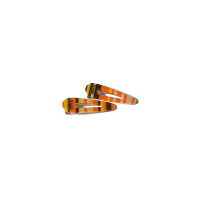 Miu Miu Hair Clips With Logo In Yellow