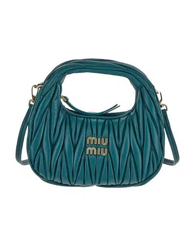 Miu Miu Half Moon Hobo Shoulder Bag In Blue