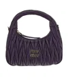 Miu Miu Mini Wander Quilted Leather Hobo Bag In Black