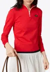 Miu Miu Half-zip Knitted Sweater In Red