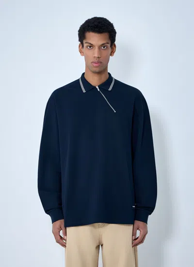 Miu Miu Half-zip Polo Shirt In Blue