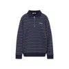 Miu Miu Striped Cotton Sweatshirt With Pointed Collar In Blue