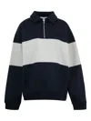 Miu Miu Half-zip Striped Sweatshirt In Blue