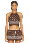 Miu Miu Paisley-print Crop Top In Cacao
