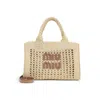 Miu Miu Structured Raffia Handbag With Adjustable Strap
