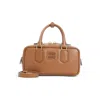 Miu Miu Cognac Arcadie Mini Calf Leather Shoulder Bag In Brown