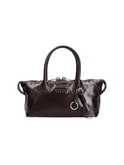 Miu Miu Handbag Logo In Brown