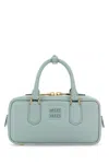 Miu Miu Nappa Leather Rectangular Handbag With Top Handles In Blue