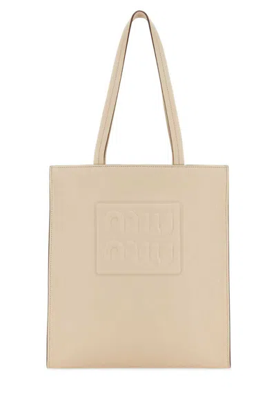 Miu Miu Adjustable Strap Leather Shopping Bag In Lino