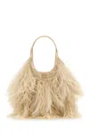 Miu Miu Feather-detail Satin Handbag In Beige O Tan