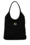 Miu Miu Women Embellished Satin Handbag In Black