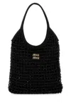 Miu Miu Women Embellished Satin Handbag In Black