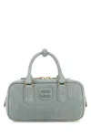 Miu Miu Powder Blue Suede Arcadie Handbag In Blue