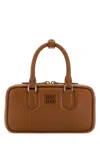 Miu Miu Arcadie Large Leather Top-handle Bag In Brown