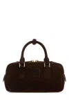 Miu Miu Dark Brown Suede Arcadie Handbag In Brown