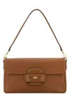 Miu Miu Caramel Leather Penny Shoulder Bag In Brown