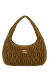 Miu Miu Biscuit Suede Shoulder Bag In Brown