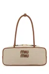 Miu Miu Canvas Beau Shoulder Bag With Double Handles In Multi