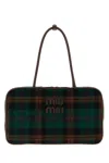 Miu Miu Rectangular Plaid Shoulder Bag With Dual Handles In Multi
