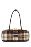 Miu Miu Rectangular Plaid Shoulder Bag With Dual Handles In Multi
