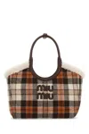 Miu Miu Embroidered Fabric Ivy Handbag In Multi