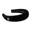 Miu Miu Velvet Cotton Headband Logo In Black