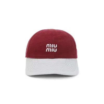 Miu Miu Baseball Cap With Embroidered-logo In Brown