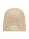 Miu Miu Mohair Wool Logo Hat In Neutral