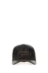 Miu Miu Dark Brown Nappa Leather Baseball Cap In Brown