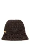 Miu Miu Crochet Design Bucket Hat Style In Brown