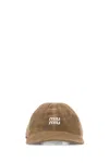 Miu Miu Biscuit Velvet Baseball Cap In Brown
