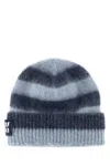 Miu Miu Striped Mohair Blend Beanie With Ribbed Cuff In Multi