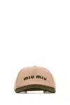 Miu Miu Two-tone Cotton Baseball Cap In Pink