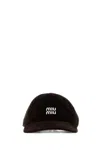 Miu Miu Soft Velvet Baseball Cap With Curved Brim In White