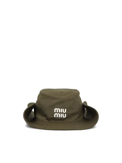Miu Miu Cotton Drill Cowboy Hat In Green
