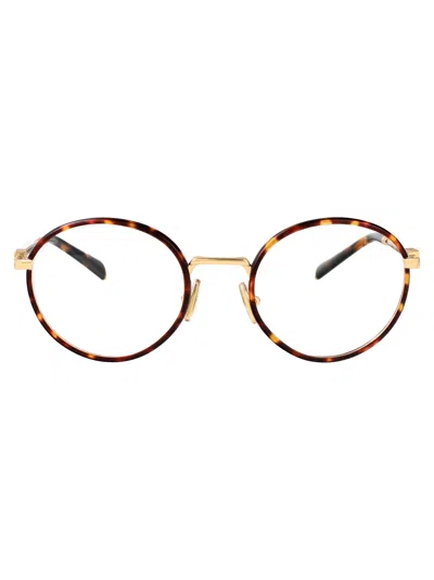 Miu Miu Havana Honey/gold Metal Glasses In Brown